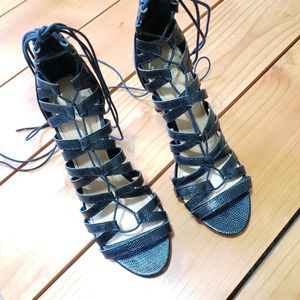 Black front lace heels